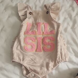 Pink and Yellow 'Lil Sis' Baby Romper